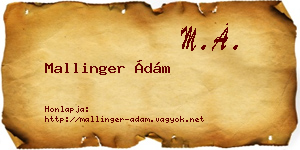 Mallinger Ádám névjegykártya